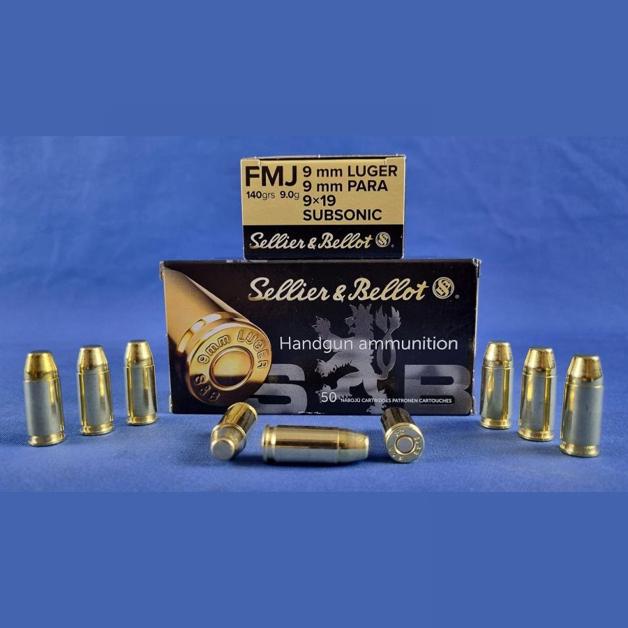 Sellier & Bellot 9 mm Luger Vollmantel Subsonic 9,0g/140grs.