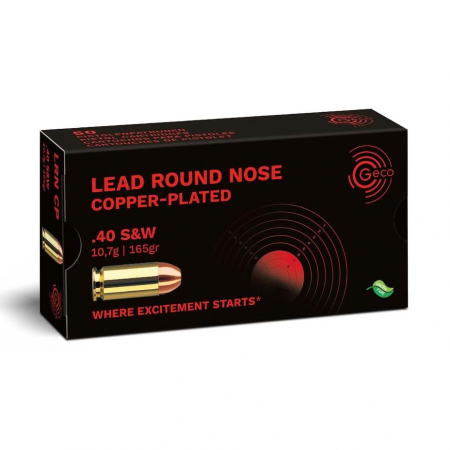 Geco .40 S&W Lead Round Nose, copper-plated 10,7g/165gr 50 Stk.